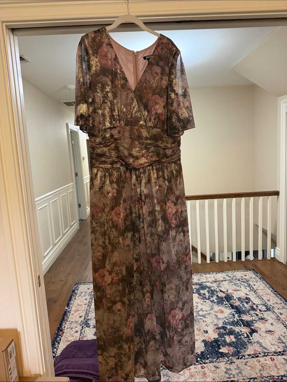 Floral V-Neck Maxi Dress in Dusty Rose and Olive